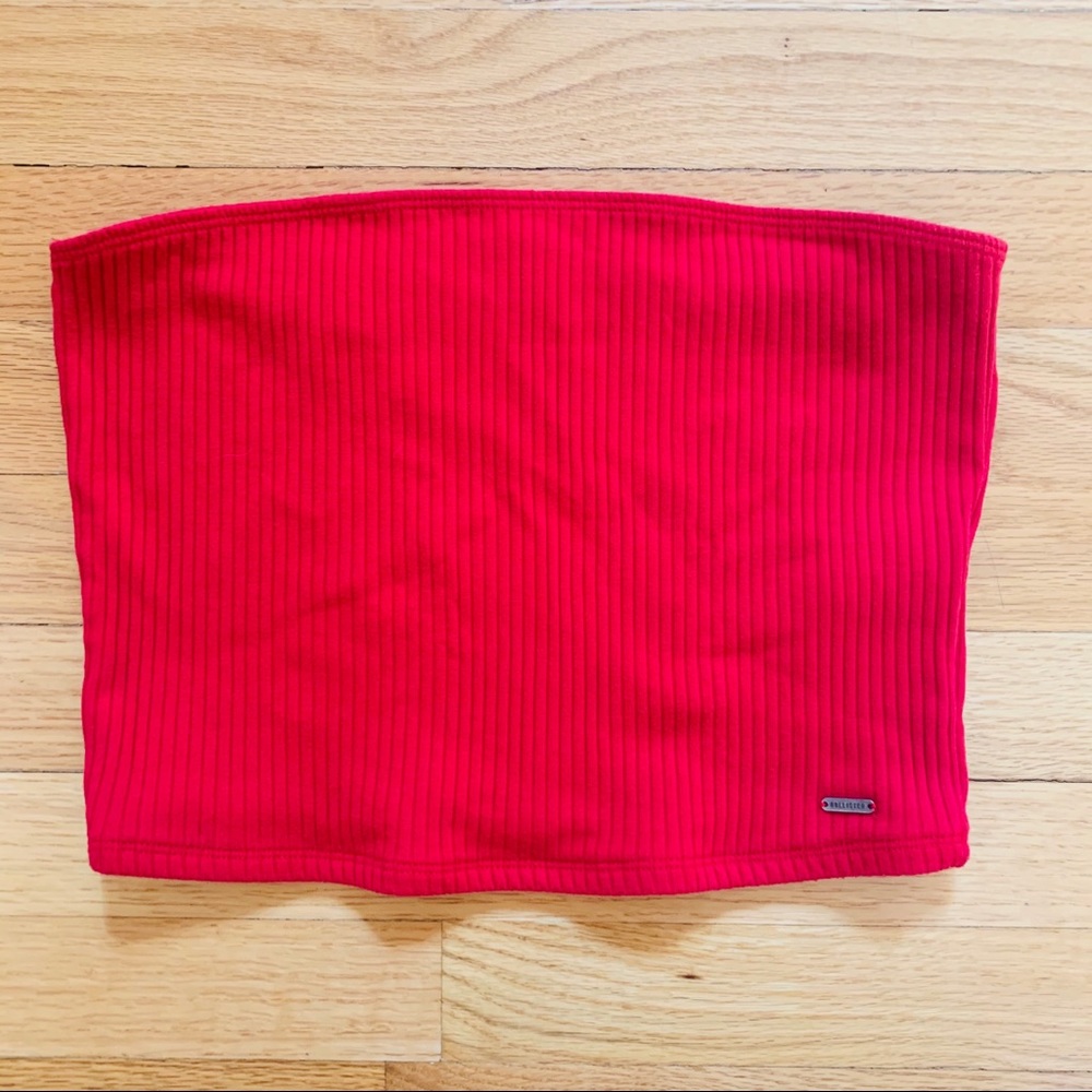 Hollister red ribbed tube top, sz L